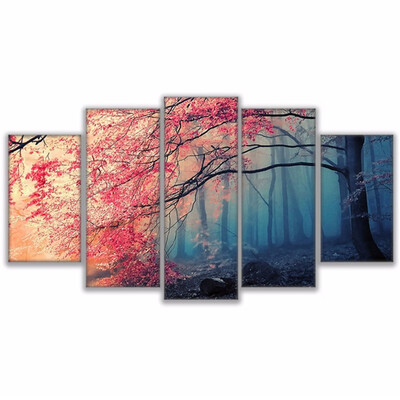 

Poster Modern Canvas For Living Room Cherry Blossoms Pictures Decor Red Trees Forest Painting No Frame 100x55cm