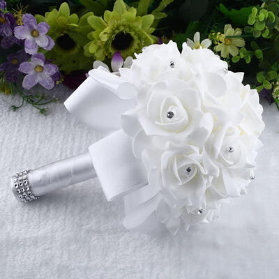 

Handmade Brooch Bride Rhinestone Bridesmaid Bouquet For Wedding Decorative Flowers New