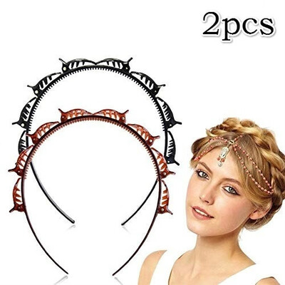 

Willstar 1PCS Double Layer Twist Plait Headband Hair Tools Hairstyle Hollow Woven Headband Black