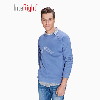 

INTERIGHT round neck&velvet printed sweater in blue