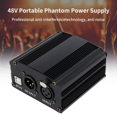 

1-Channel 48V Portable Phantom Power Supply with USB Cable XLR to 35 Cable