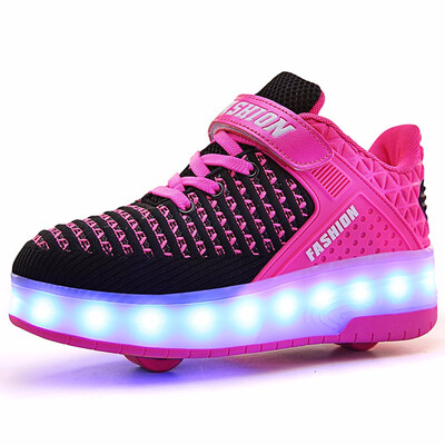 

LED Light Sneakers Double TWO Wheel Boy Girl Roller Skate Casual Shoe Roller Girl Zapatillas Zapatos Con Ruedas Luminous Shoes