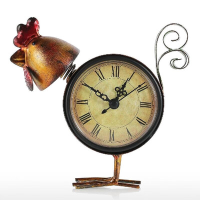 

Chick Clock Handmade Vintage Metal Chick Figurine Mute Table Clock Practical clock One AA Battery