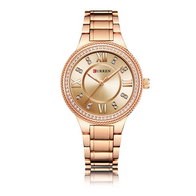 

CURREN 9004 Women Watch Quartz Movement Crystal Luminous Wrist Watch Simple Causal Gift for Women