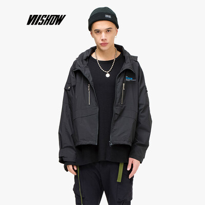 

Weixiu viishow 2019 spring new jacket male youth student cardigan stand collar detachable cap mens jacket JC1173191 black M