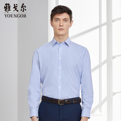 

Youngor shirt mens 2019 spring youth mens casual dress shirt YLDP10273HJA blue 38