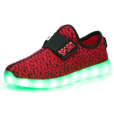 

Colorful Coconut LED Light up Shoes Children Velcro Flashing Lights Shoes Breathable Flyknit Casual Kids Shoes