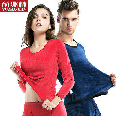 

Yu Zhaolin thermal underwear men&women couple plus velvet thickening gold velvet round neck suit autumn clothes long pants cotton female - China Red