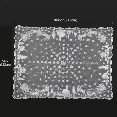 

Christmas Wedding Decoration Tablecloth Snowflake Elk Lace Table Cloth Glass Table Cover Polyester Christmas Room Wedding Decor
