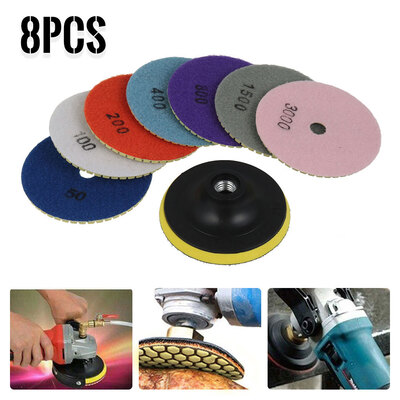 

Willstar 8PCS Diamond Polishing Pads Wet Dry 4 Inch Set Kit For Granite Concrete Marble