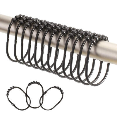 

UpperX Wide Shower Curtain Rings Hooks metal Set of 12 BlackWide Shower Curtain Rings Hooks