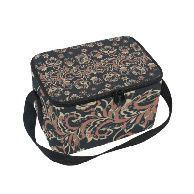 

ALAZA Lunch Box Insulated Indian Floral Lunch Bag Large Cooler Tote Bagfor Men Women