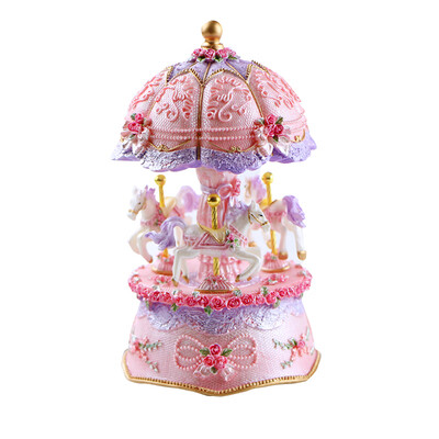 

Carousel Music Box Luxury Color Change Flashing LED Light Luminous Rotating 3-Horse Carousels Horse Melody Music Box Valentines