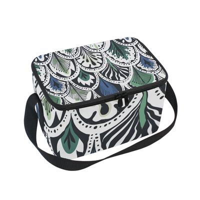 

ALAZA Insulated Lunch Box Leaf Texture Lunch Bag for Men Women Portable Tote Bag Cooler Bag