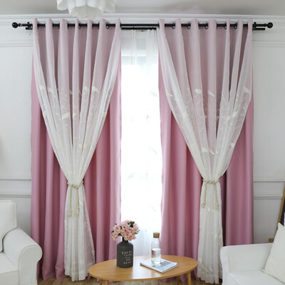 

Modern Birds Pattern Double-Layer Home Fashion Window Decorative Curtain Pure Color Simple & Elegant Sunblind