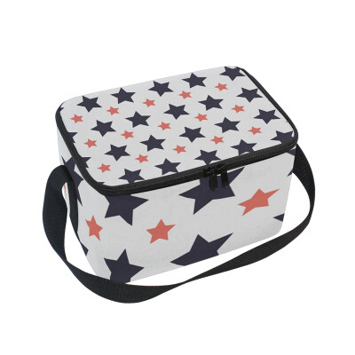 

ALAZA Insulated Lunch Box Stars Printed Lunch Bag for Men Women Portable Tote Bag Cooler Bag