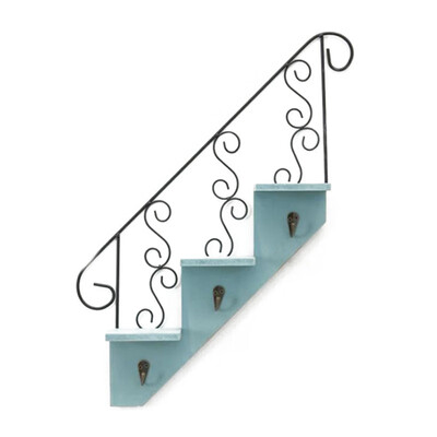 

UpperX Creative Wooden Rack Staircase Storage Retro Style Flower Shelf Bonsai Wall Mounted Display Bookshelf Ladder Racks Hooks