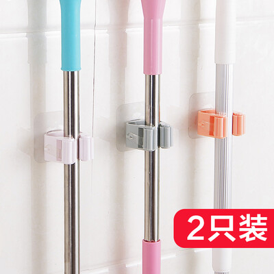 

Green source powerful suction cup mop rack bathroom seamless punch-free hook holder bathroom broom mop multi-function mop clip blue two