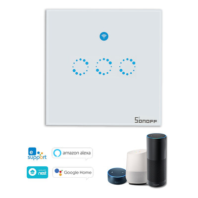 

SONOFF T1 1 Gang Smart WiFi Wall Light Switch RFAPPTouch Control Timer UK Panel Home Automation Support for Google HomeNest &