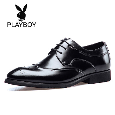 

Playboy PLAYBOY Mens British Leather Business Dress Casual Low-top Lace Shoes Men 9AW563151D Black 42