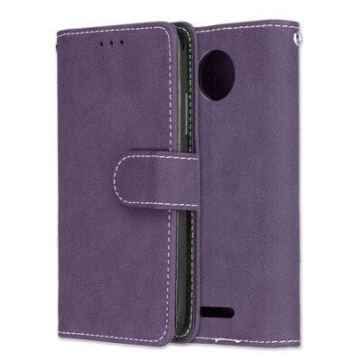 

MOONCASE Motorola Moto C Plus Vintage Scrub 3 Card Case - Purple