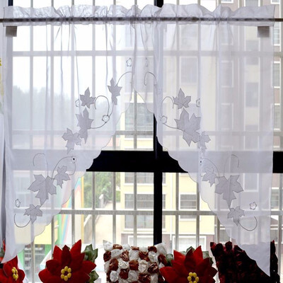 

2PCS Small coffee curtain for kitchen half window valance curtain rustic kitchen curtains styles cafe short panel curtain