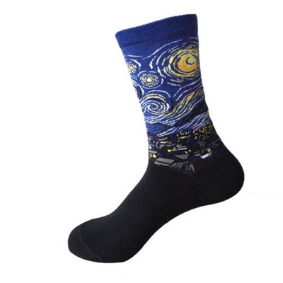 

Fashion Art Cotton Crew Printed Socks Painting Character Pattern Women Men Harajuku Design Sox Calcetine Van Gogh Novelty Funny
