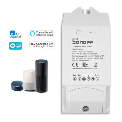 

eWeLink Dual ITEAD 2 Channels WIFI Smart Switch Works with Amazon Alexa & for Google HomeNest Universal Wireless Remote Control Sw