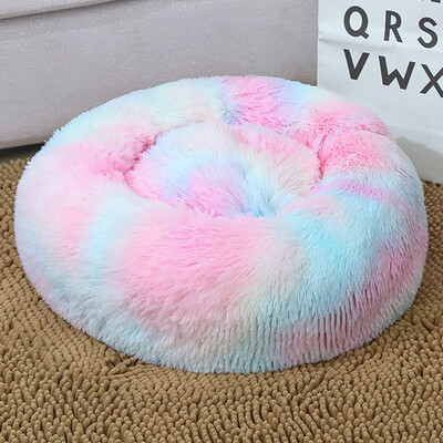

Winter Warm Round Plush Cat Bed House Soft Long Plush Cat Bed Best Dog Bed For Small Dogs Cats Nest Sleeping Pet Bed Puppy Mat