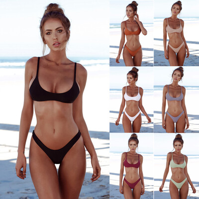 

New Sexy Women Bikini Set Swimsuit Push Up Padded Bra High Cut Bottoms Swimwear Bathing Suits