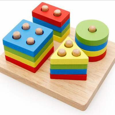 

New Wooden Baby Toys Four-Column Shape Matching Baby Educational Toys