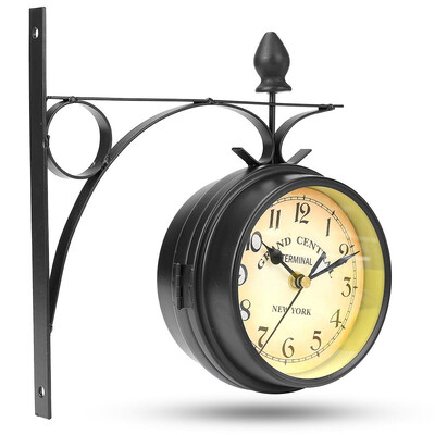 

Clock double-sided round wall mounted station clock garden vintage retro home decor