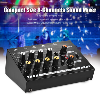 

Compact Size 8-Channels MonoStereo Audio Sound Line Mixer with Power Adapter