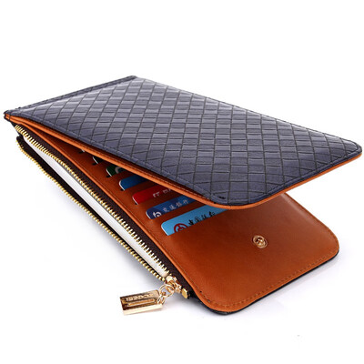

LKX Womens Wallets&Purses Plaid PU Leather Long Wallet Hasp Phone Bag Money Coin Pocket Card