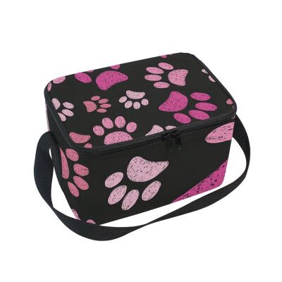 

ALAZA Insulated Lunch Box Pink Paw Lunch Bag for Men Women Portable Tote Bag Cooler Bag