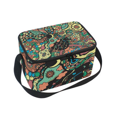 

ALAZA Insulated Lunch Box Colorful Version Lunch Bag for Men Women Portable Tote Bag Cooler Bag