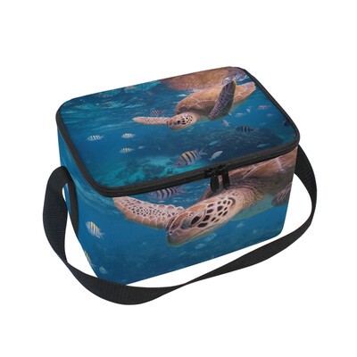 

ALAZA Lunch Box Insulated Ocean Turtle Lunch Bag Large Cooler Tote Bagfor Men Women