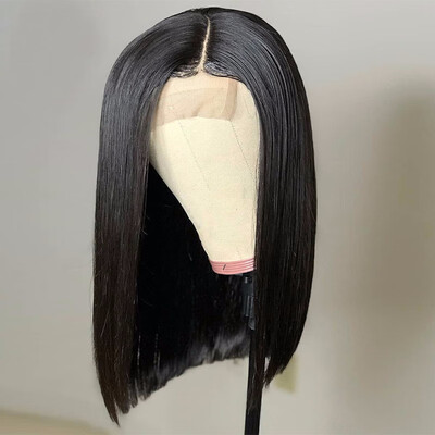 

Pixie Cut Human Hair Bob Wig With Baby Hair 130 Density Malaysian Virgin Full Lace Blunt Bob Cut Wig Straight Natural Pre-Plucked