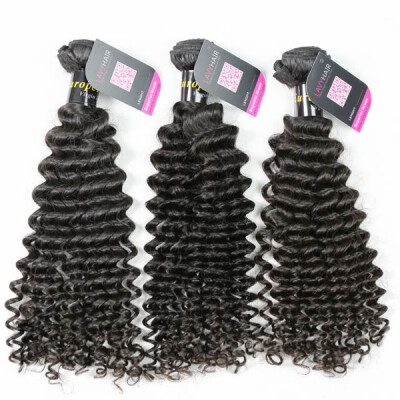 

Superior Grade mix 3 or 4 bundles European deep curly Virgin Human Hair Extensions