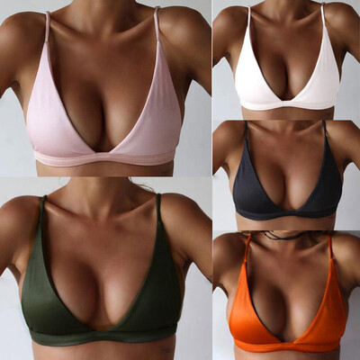 

New Sexy Women Bikinis Top Solid Swimsuit Bathing Suit Swim Halter Push Up Bikini Bra Swimwear