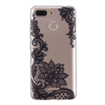 

MOONCASE Millet Red Rice 6 High Translucent TPU-Black Flower