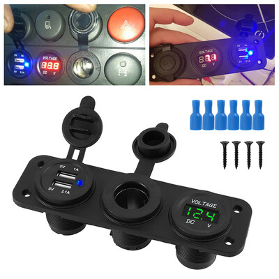 

Willstar 2Way 12V Car Cigarette Lighter Socket Splitter 2 USB Charger Power Adapter Plug