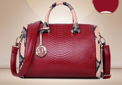 

Trend Fashion Serpentine Boston Leather Handbag Trendy Luxe Sac Famous Brand Cheap Woman Snake Bags Female Single Shoulder Bag