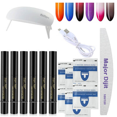 

Major Dijit 1 Set Nail Art Tools Manicure Tool 6 Colors 5ml One Step Nail Gel UV Lamp Dryer Nail Gel Kit