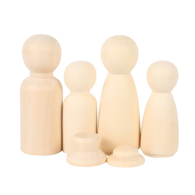 

37 Pcs Wooden Peg Doll with Hats Unfinished Natural Wood Peg People for DIY Crafts