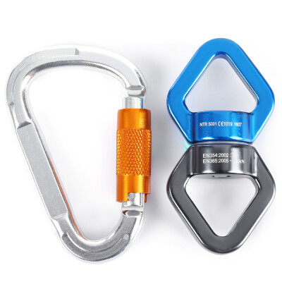

Rock Climbing Rotational Rope Swivel Connector with D-shaped Screw Locking Carabiner