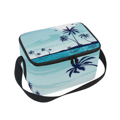 

ALAZA Insulated Lunch Box Coconut Island Lunch Bag for Men Women Portable Tote Bag Cooler Bag