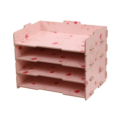 

Wood Desk File Organizer Document Holder Letter Tray 4 Layers for Office School Home Use