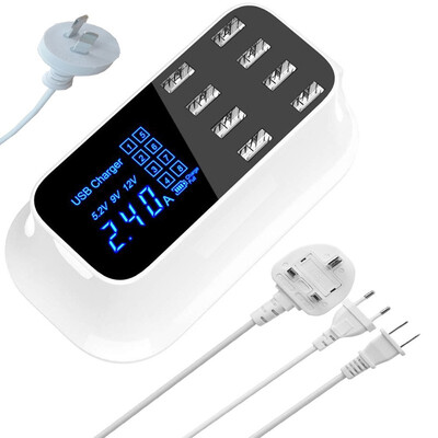 

8 Port USB Charger with LED Display Multi-port usb Wall Charger with Smart IC Technology for iphone samsung seires