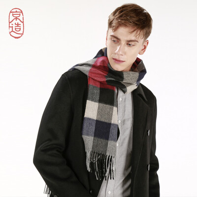 

JZAO mens cashmere scarf autumn&winter pure cashmere plaid scarf